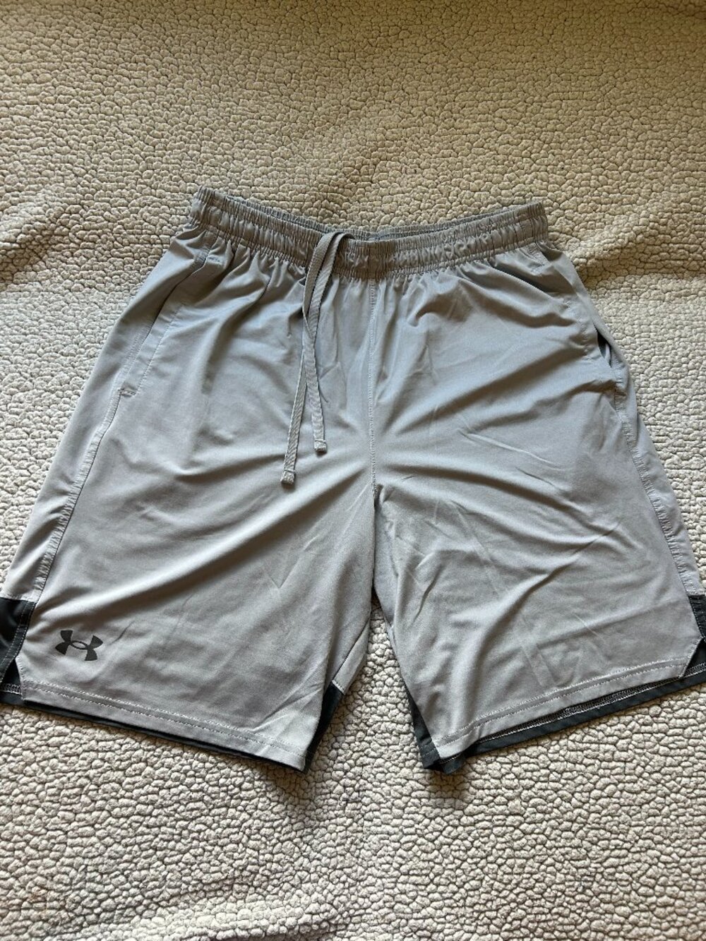 Under Armour -- light grey loose athletic shorts